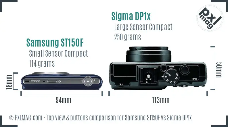 Samsung ST150F vs Sigma DP1x top view buttons comparison