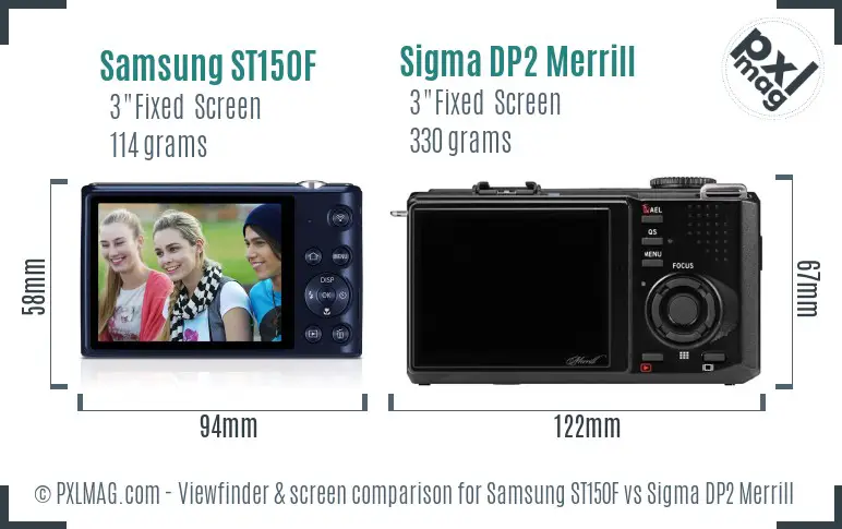 Samsung ST150F vs Sigma DP2 Merrill Screen and Viewfinder comparison