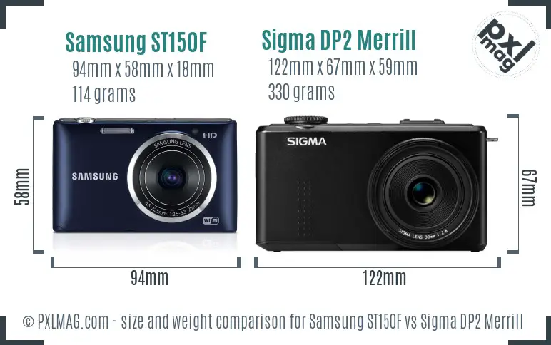 Samsung ST150F vs Sigma DP2 Merrill size comparison