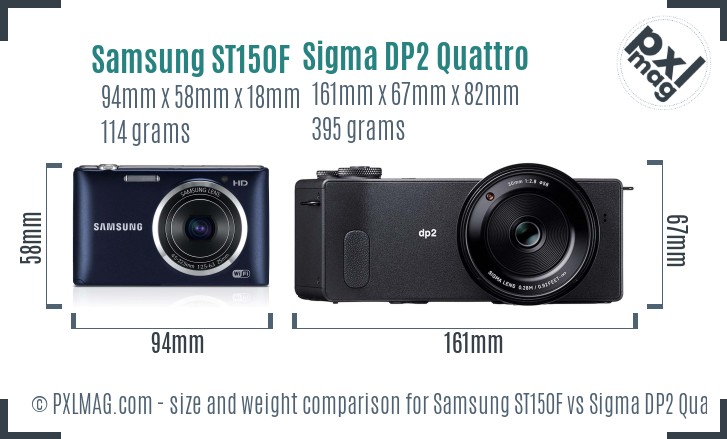 Samsung ST150F vs Sigma DP2 Quattro size comparison