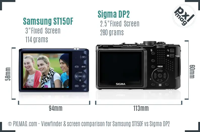 Samsung ST150F vs Sigma DP2 Screen and Viewfinder comparison