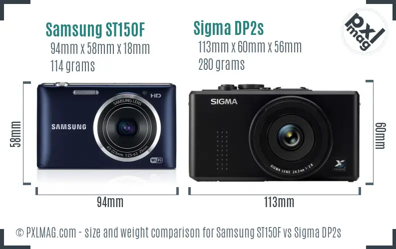 Samsung ST150F vs Sigma DP2s size comparison