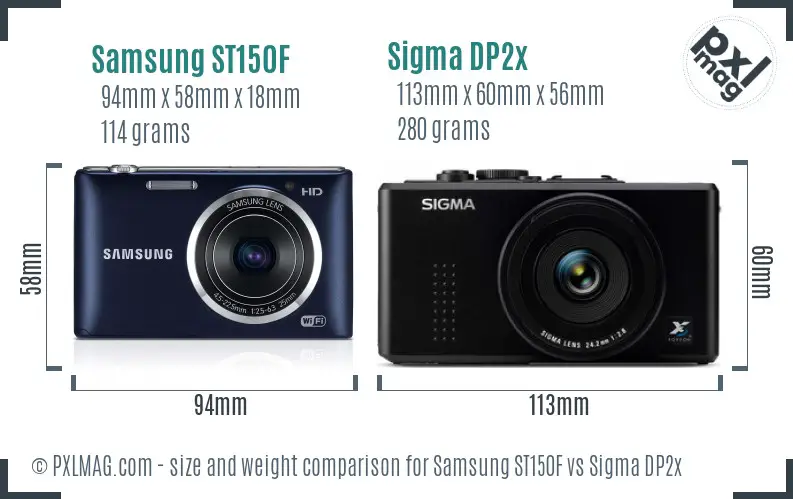 Samsung ST150F vs Sigma DP2x size comparison