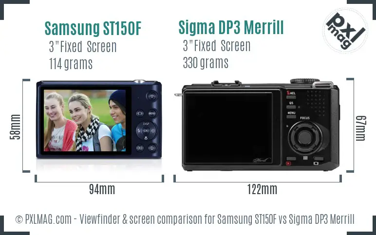 Samsung ST150F vs Sigma DP3 Merrill Screen and Viewfinder comparison