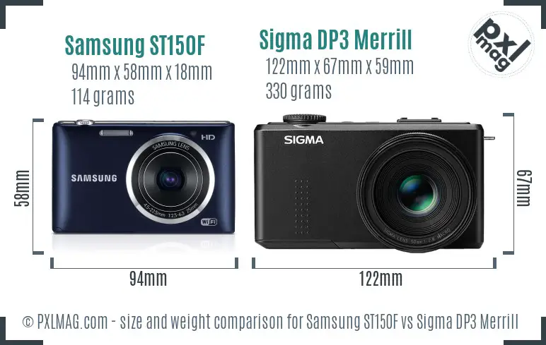 Samsung ST150F vs Sigma DP3 Merrill size comparison