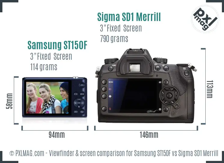 Samsung ST150F vs Sigma SD1 Merrill Screen and Viewfinder comparison