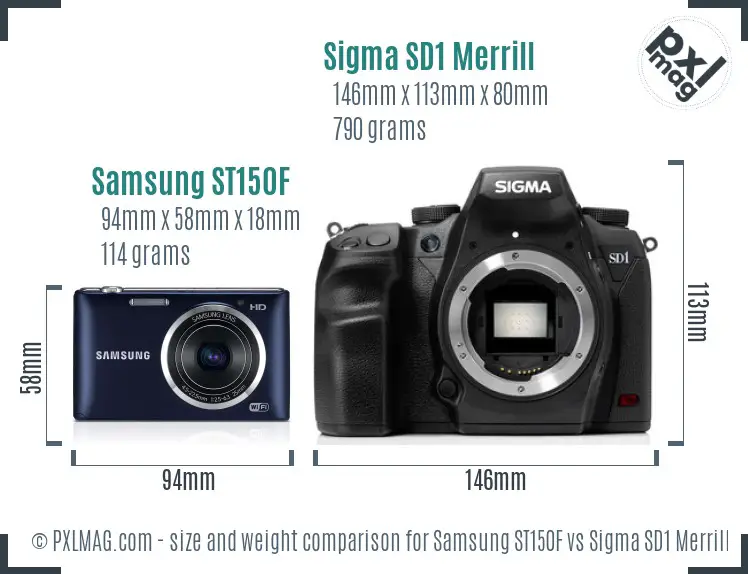 Samsung ST150F vs Sigma SD1 Merrill size comparison