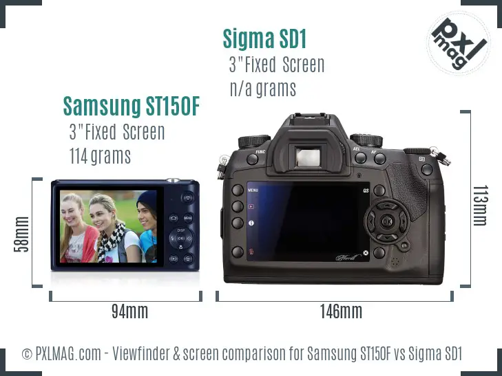 Samsung ST150F vs Sigma SD1 Screen and Viewfinder comparison