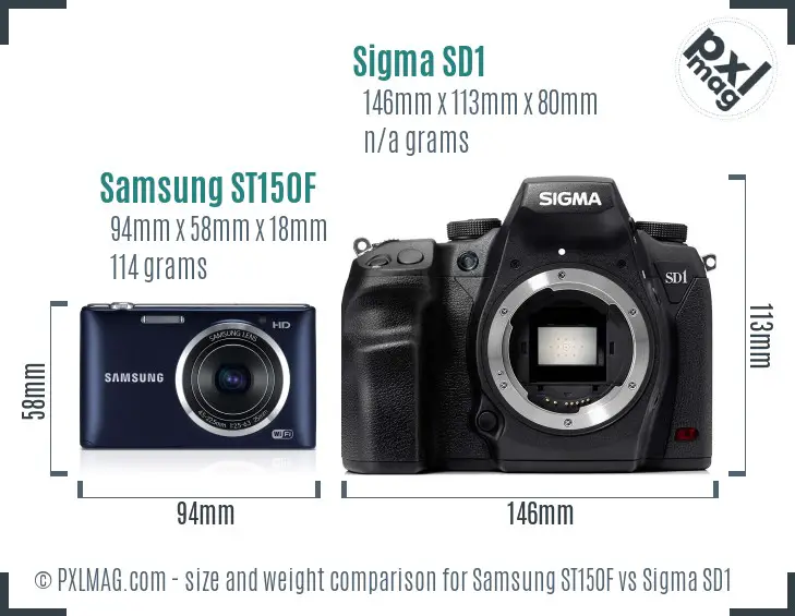 Samsung ST150F vs Sigma SD1 size comparison