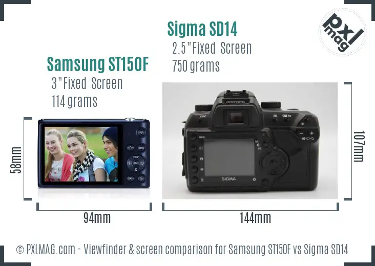 Samsung ST150F vs Sigma SD14 Screen and Viewfinder comparison