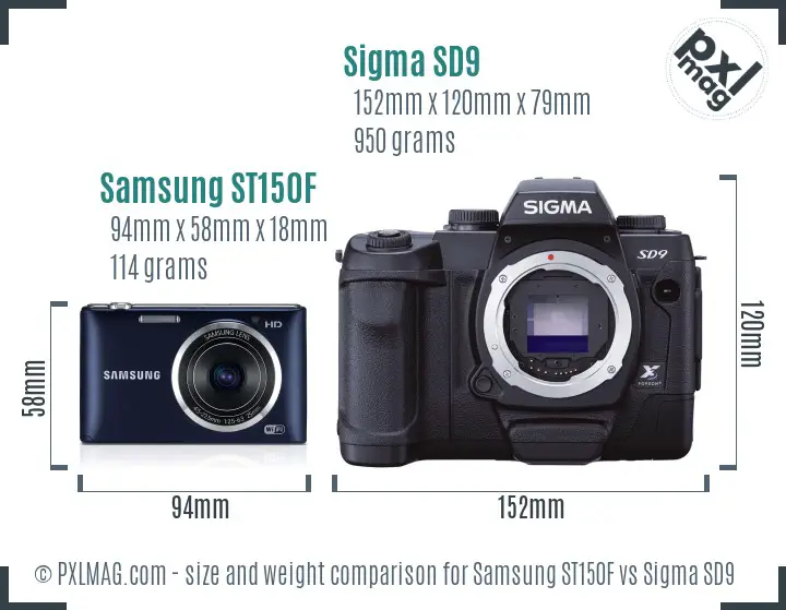 Samsung ST150F vs Sigma SD9 size comparison