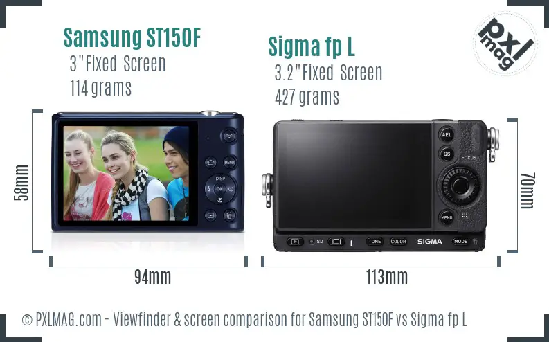 Samsung ST150F vs Sigma fp L Screen and Viewfinder comparison