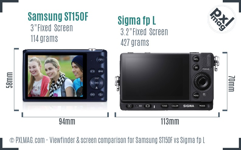 Samsung ST150F vs Sigma fp L Screen and Viewfinder comparison