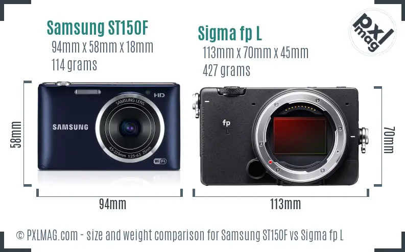 Samsung ST150F vs Sigma fp L size comparison