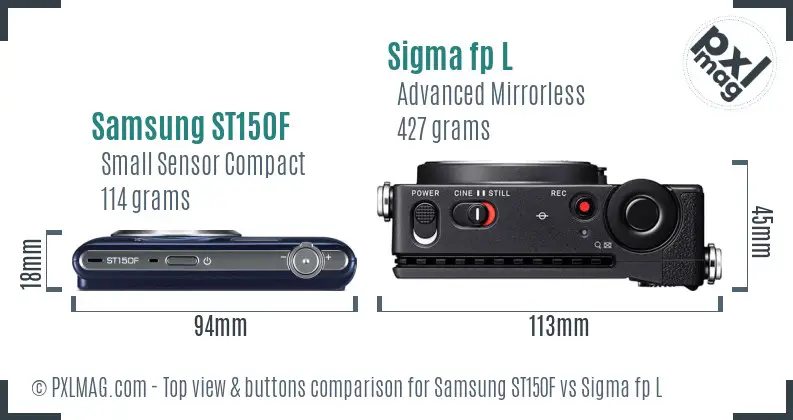 Samsung ST150F vs Sigma fp L top view buttons comparison