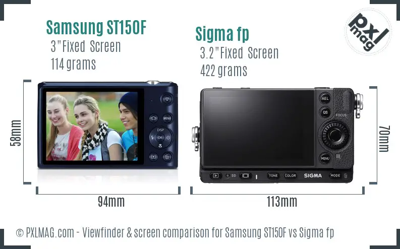Samsung ST150F vs Sigma fp Screen and Viewfinder comparison