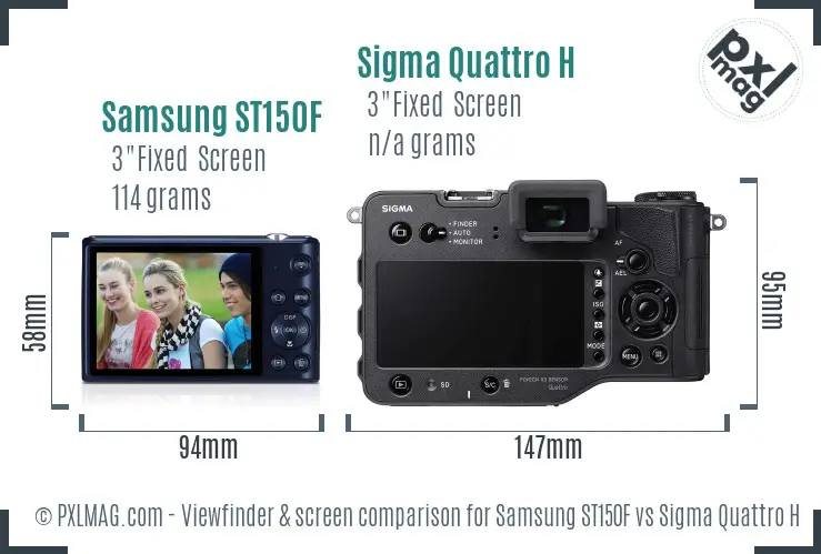 Samsung ST150F vs Sigma Quattro H Screen and Viewfinder comparison