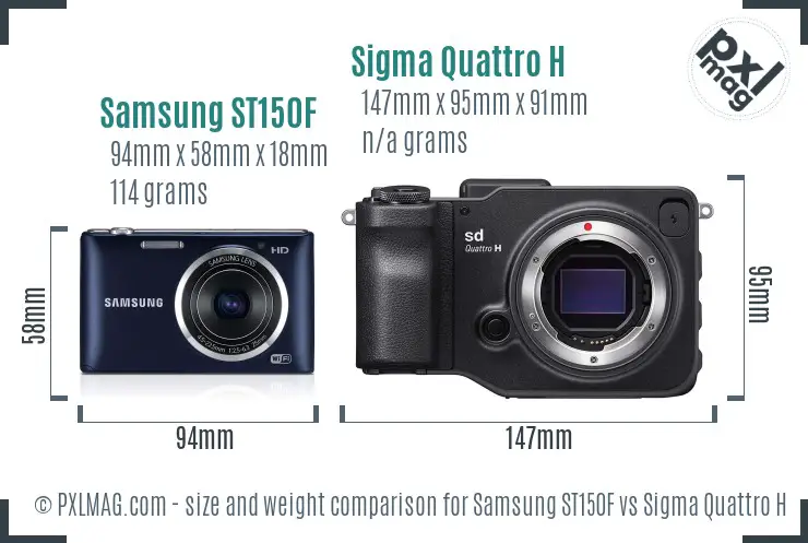 Samsung ST150F vs Sigma Quattro H size comparison