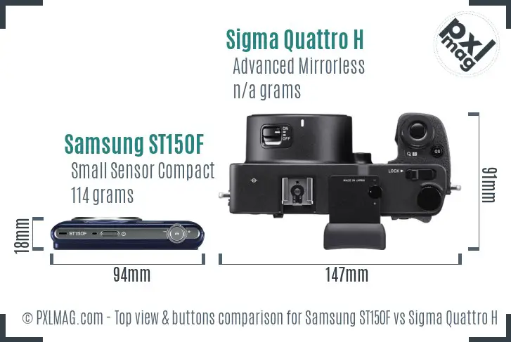 Samsung ST150F vs Sigma Quattro H top view buttons comparison