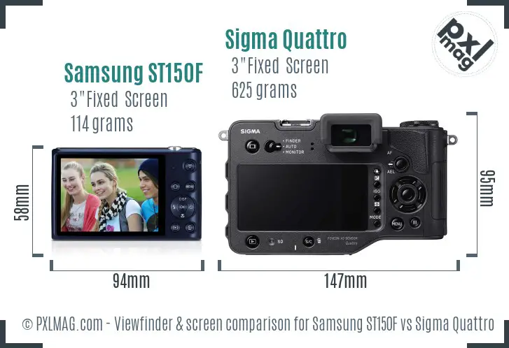 Samsung ST150F vs Sigma Quattro Screen and Viewfinder comparison