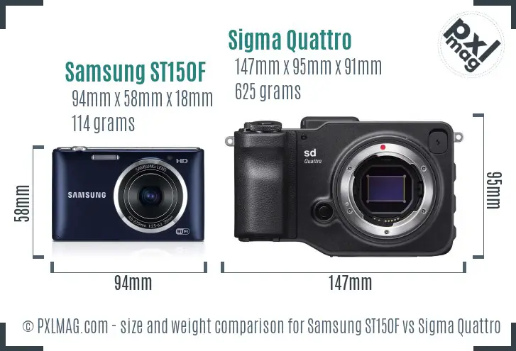 Samsung ST150F vs Sigma Quattro size comparison