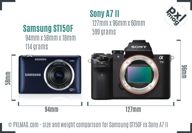 Samsung ST150F vs Sony A7 II size comparison
