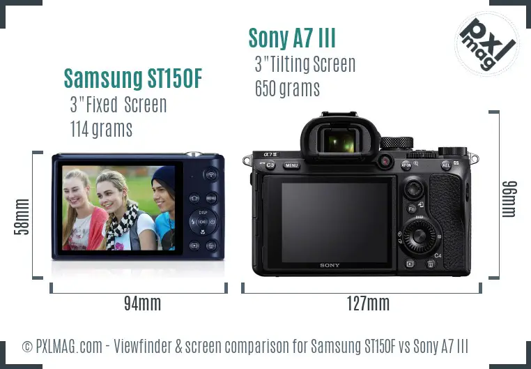 Samsung ST150F vs Sony A7 III Screen and Viewfinder comparison