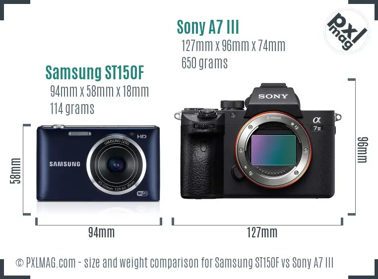 Samsung ST150F vs Sony A7 III size comparison