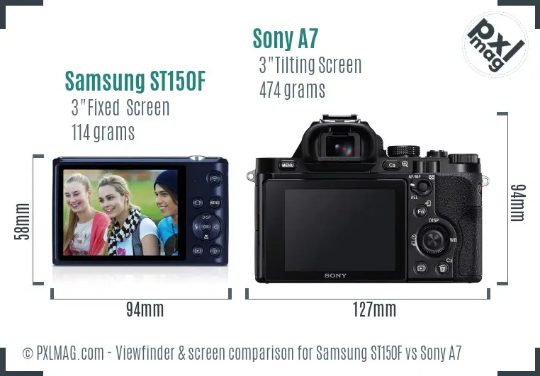 Samsung ST150F vs Sony A7 Screen and Viewfinder comparison
