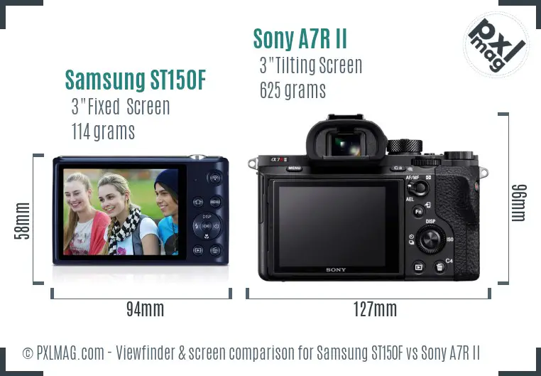 Samsung ST150F vs Sony A7R II Screen and Viewfinder comparison