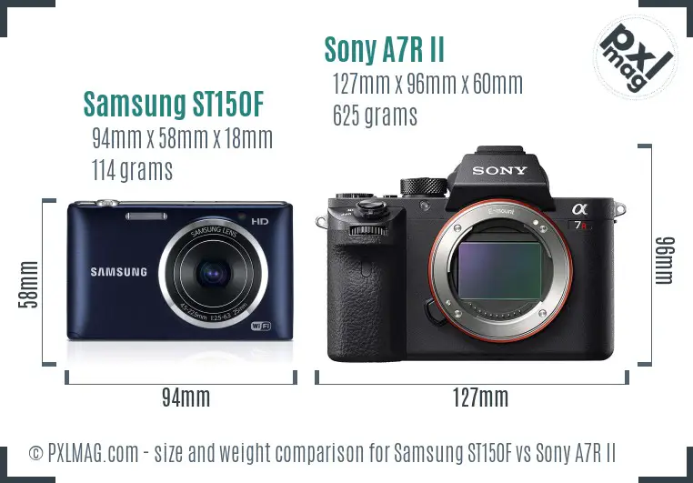 Samsung ST150F vs Sony A7R II size comparison