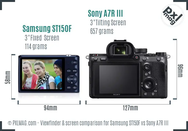 Samsung ST150F vs Sony A7R III Screen and Viewfinder comparison