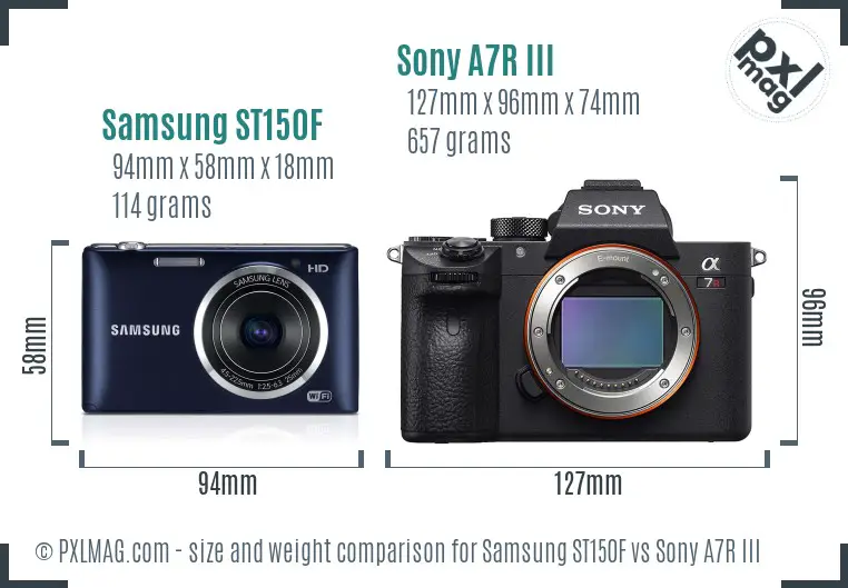 Samsung ST150F vs Sony A7R III size comparison