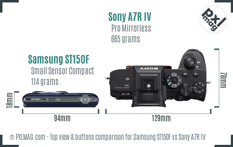 Samsung ST150F vs Sony A7R IV top view buttons comparison