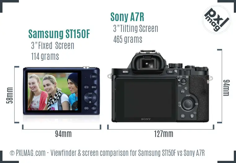 Samsung ST150F vs Sony A7R Screen and Viewfinder comparison