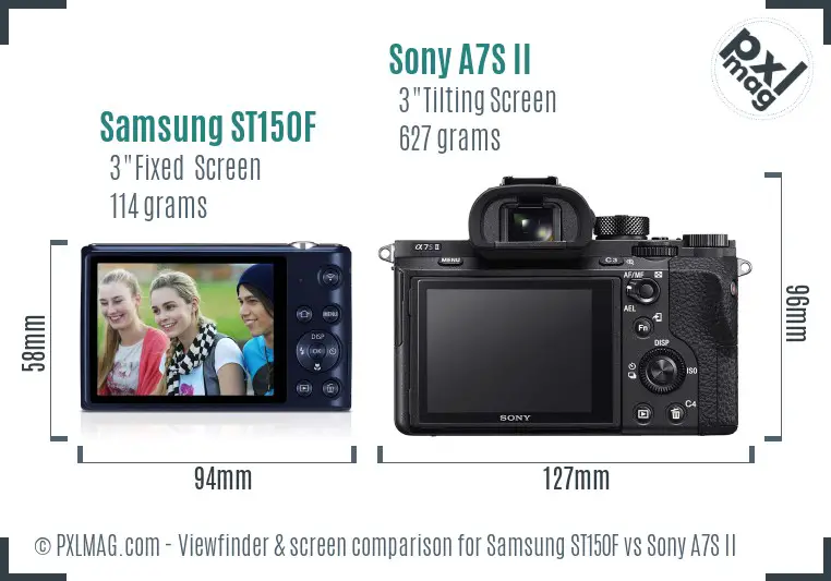 Samsung ST150F vs Sony A7S II Screen and Viewfinder comparison