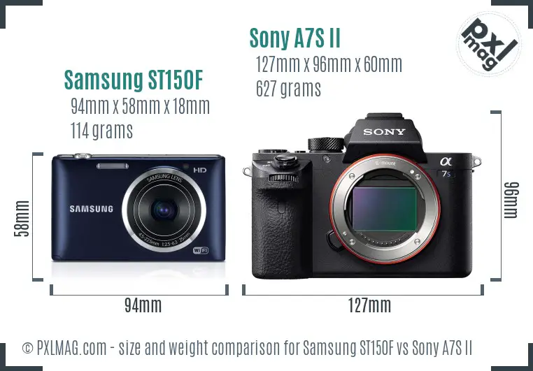 Samsung ST150F vs Sony A7S II size comparison