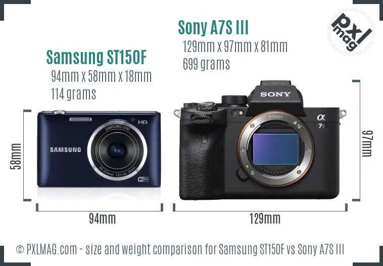 Samsung ST150F vs Sony A7S III size comparison