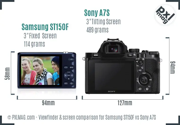 Samsung ST150F vs Sony A7S Screen and Viewfinder comparison