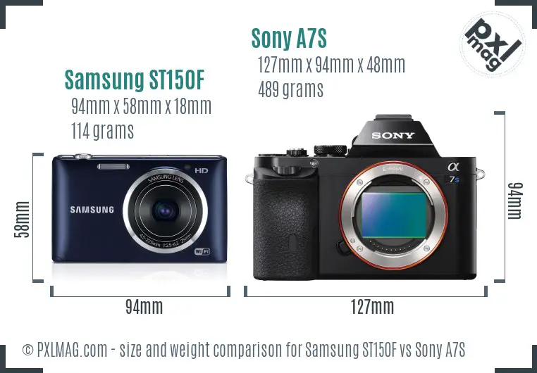 Samsung ST150F vs Sony A7S size comparison