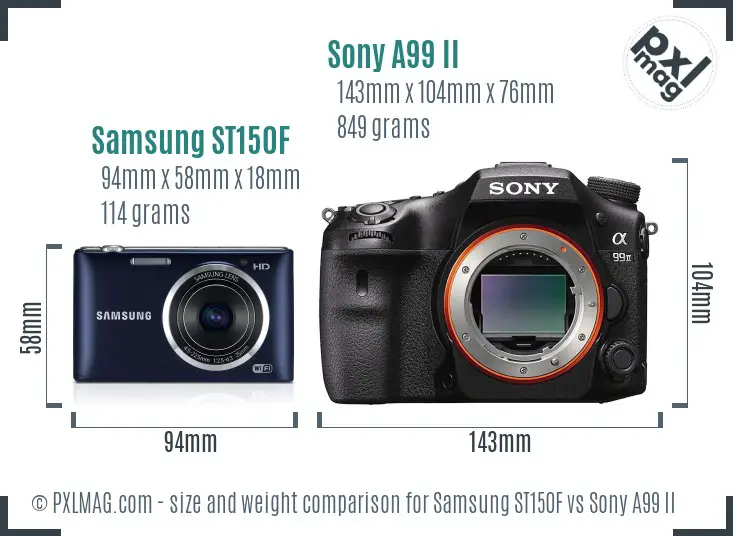 Samsung ST150F vs Sony A99 II size comparison