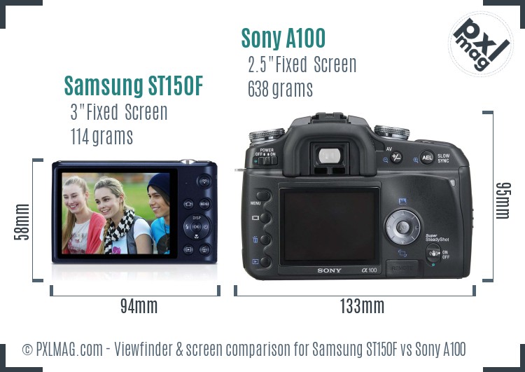 Samsung ST150F vs Sony A100 Screen and Viewfinder comparison