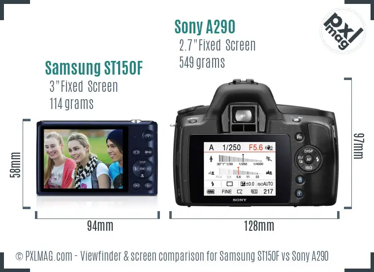 Samsung ST150F vs Sony A290 Screen and Viewfinder comparison
