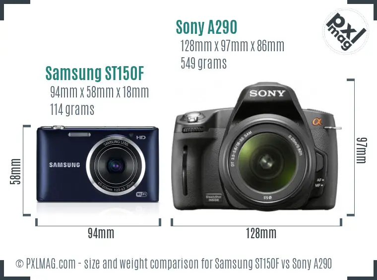 Samsung ST150F vs Sony A290 size comparison