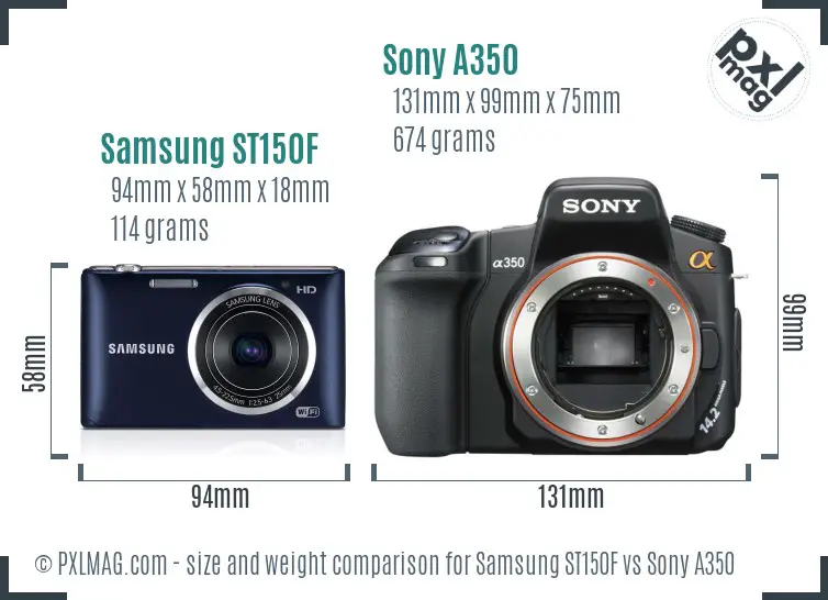 Samsung ST150F vs Sony A350 size comparison