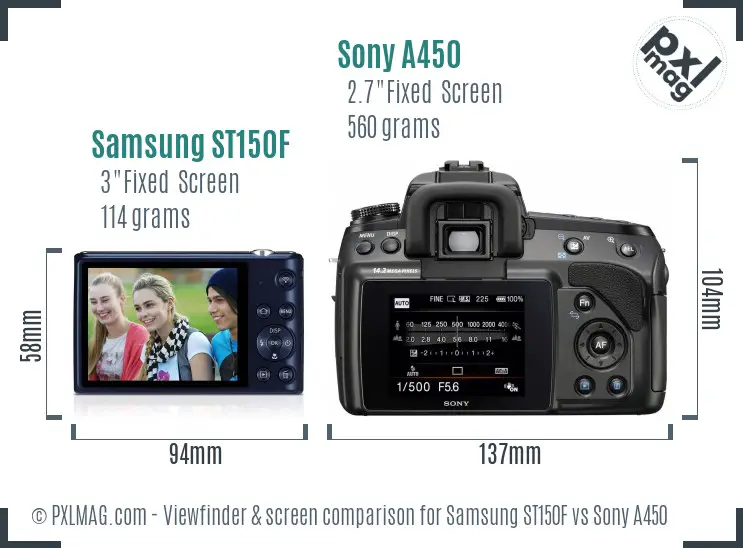 Samsung ST150F vs Sony A450 Screen and Viewfinder comparison Samsung ST150F vs Sony A450 Screen and Viewfinder comparison