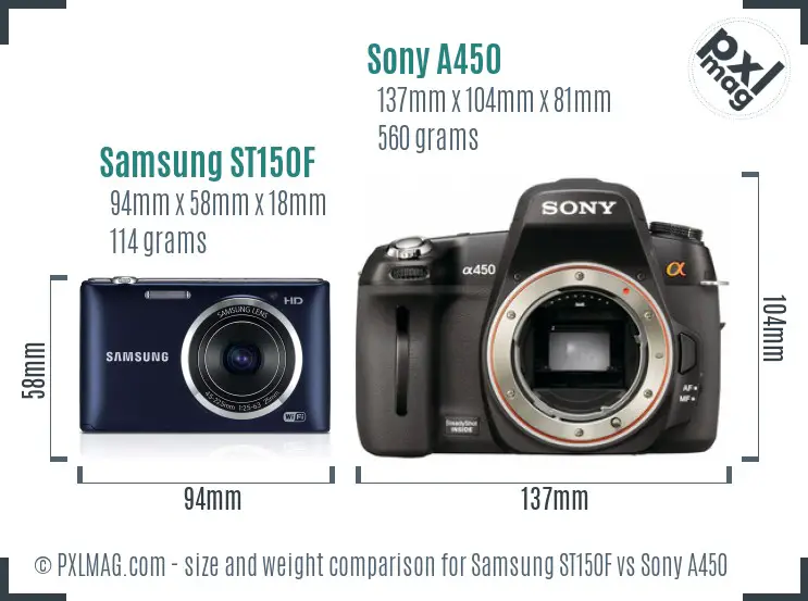 Samsung ST150F vs Sony A450 size comparison Samsung ST150F vs Sony A450 size comparison