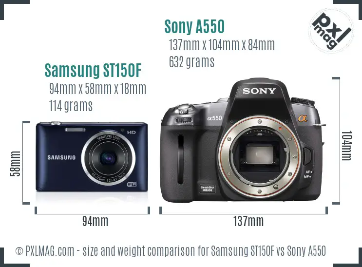 Samsung ST150F vs Sony A550 size comparison Samsung ST150F vs Sony A550 size comparison