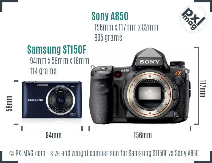 Samsung ST150F vs Sony A850 size comparison