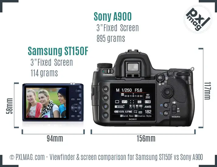 Samsung ST150F vs Sony A900 Screen and Viewfinder comparison